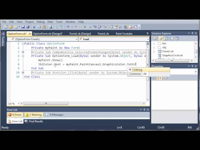 Visual Basic Tutorial – 176 – Paint Part 9   Changing The Brush Color