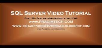 Scalar user defined functions in sql server   Part 30