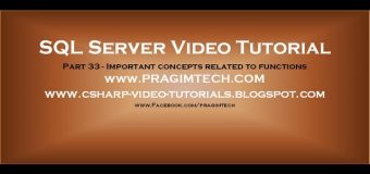 Important concepts related to functions in sql server   Part 33