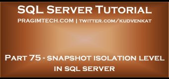 Snapshot isolation level in sql server