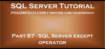 SQL Server except operator