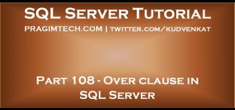 Over clause in SQL Server