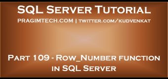 Row Number function in SQL Server