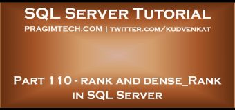 Rank and Dense Rank in SQL Server