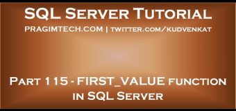 FIRST VALUE function in SQL Server